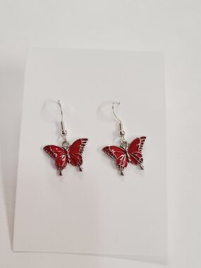 Red Butterfly Drop Earrings - Women Jewelry